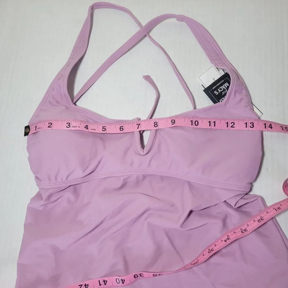 Salt + Cove Women Dusty Lilac Adjustable Tankini Back Tie Top Size M - Picture 6 of 7